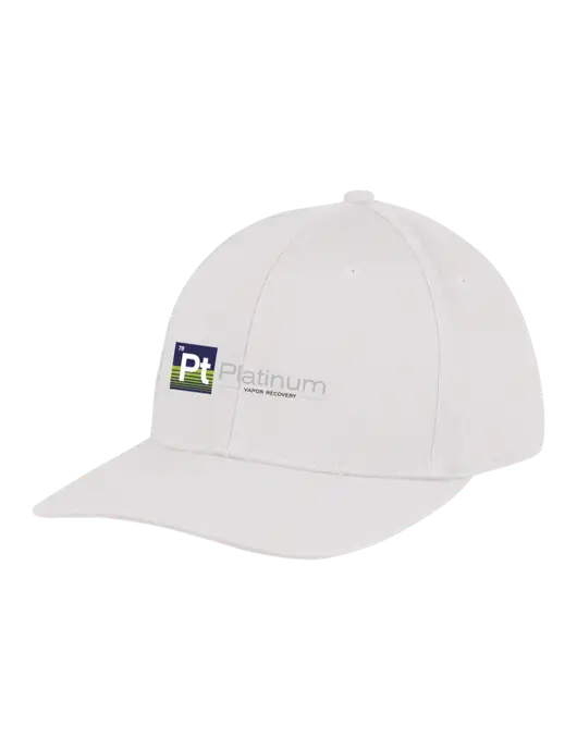 Premium Modern Structured Twill White Snapback Cap w/Platinum Vapor Recovery Logo