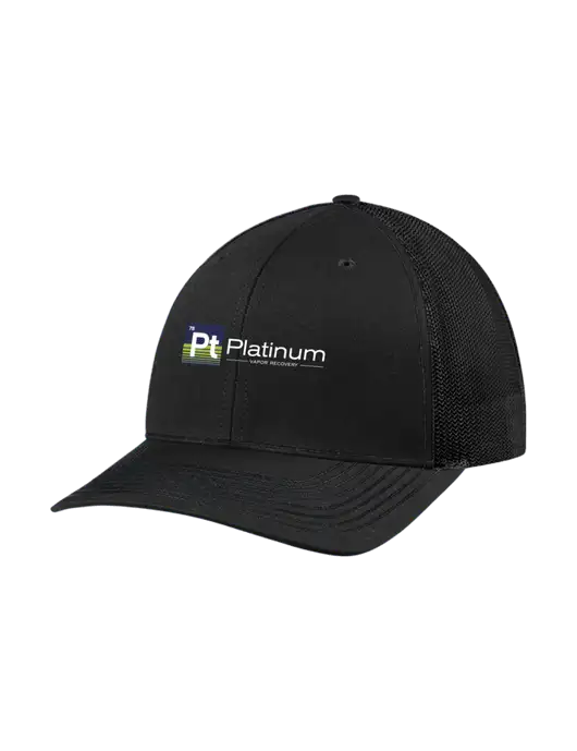 Richardson Adjustable Snapback Original 112 Trucker Cap Black w/Black Mesh w/Platinum Vapor Recovery Logo