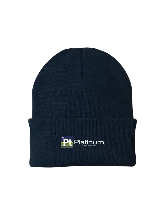 Navy Knit Cap w/Platinum Vapor Recovery Logo
