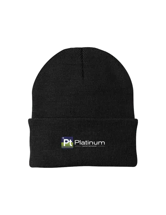 Black Knit Cap w/Platinum Vapor Recovery Logo