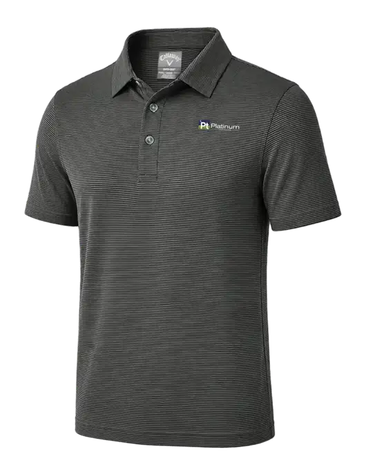 Callaway Black Fine Line Stripe Polo w/Platinum Vapor Recovery Logo