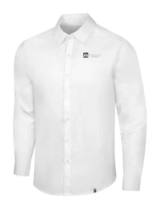 OGIO White Commuter Woven Shirt w/Platinum Vapor Recovery Logo