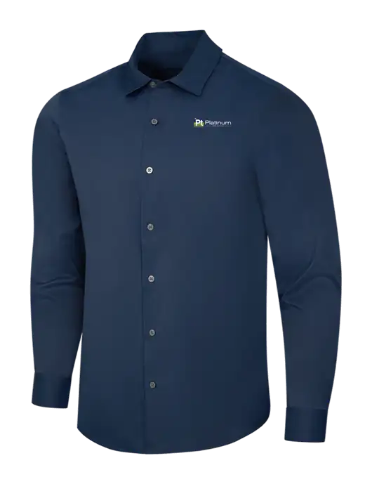 Navy City Stretch Shirt w/Platinum Vapor Recovery Logo