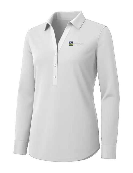 Womens White City Stretch Shirt w/Platinum Vapor Recovery Logo