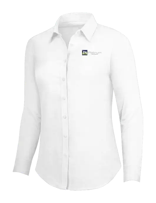 White Womens SuperPro Oxford Shirt w/Platinum Vapor Recovery Logo