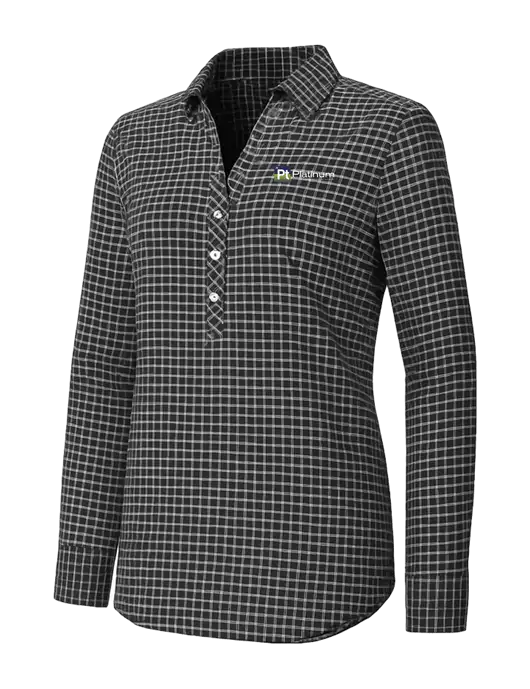 Womens Dark Grey/White City Stretch Shirt w/Platinum Vapor Recovery Logo