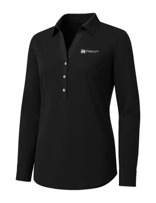 Womens Black City Stretch Shirt w/Platinum Vapor Recovery Logo