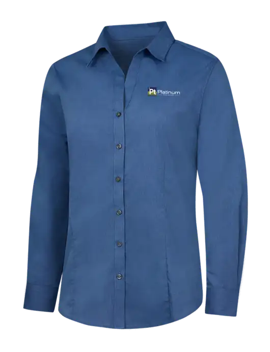 Light Navy Womens Crosshatch Easy Care Shirt w/Platinum Vapor Recovery Logo