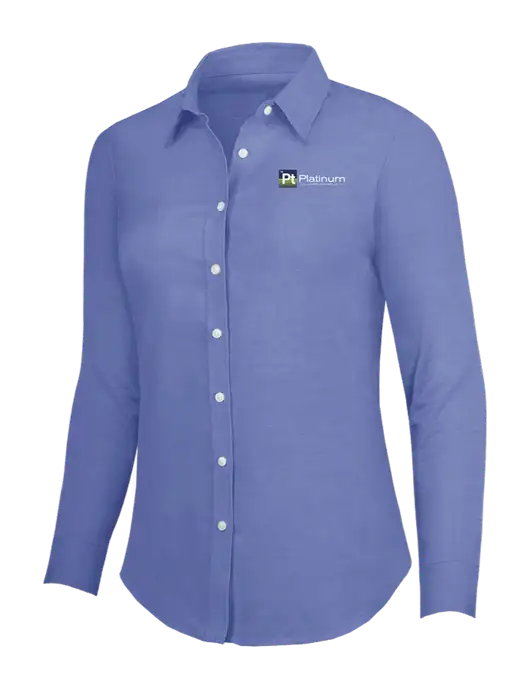 Navy Womens SuperPro Oxford Shirt w/Platinum Vapor Recovery Logo