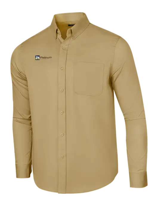 Long Sleeve Dark Tan Superpro React Twill Shirt w/Platinum Vapor Recovery Logo