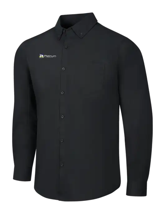 Black Long Sleeve Carefree Poplin Shirt w/Platinum Vapor Recovery Logo