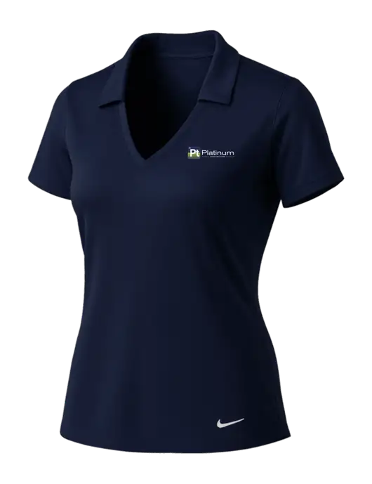 NIKE Dark Navy Womens Dri-Fit Vertical Mesh Polo w/Platinum Vapor Recovery Logo