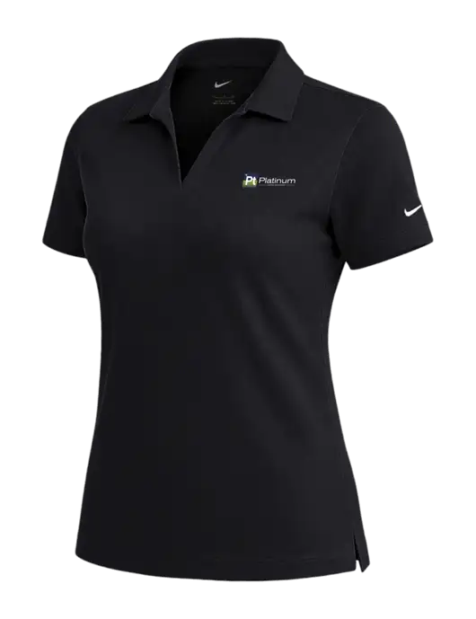 NIKE Black Womens Dri-Fit Micro Pique Polo w/Platinum Vapor Recovery Logo