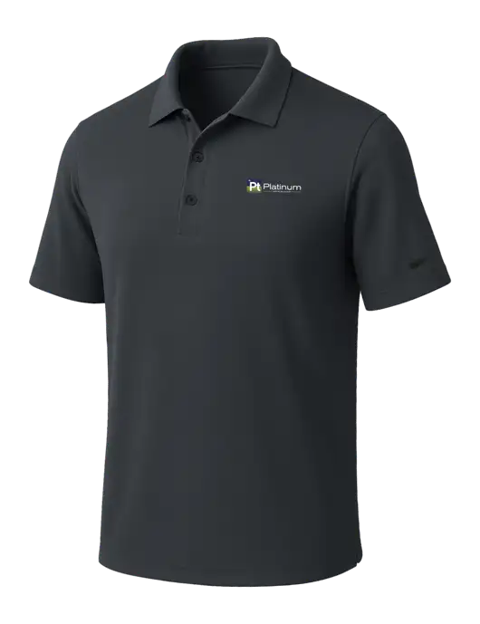 NIKE Dark Grey Dri-Fit Micro Pique Polo w/Platinum Vapor Recovery Logo