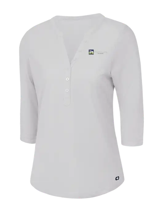 OGIO Bright White Jewel Henley w/Platinum Vapor Recovery Logo