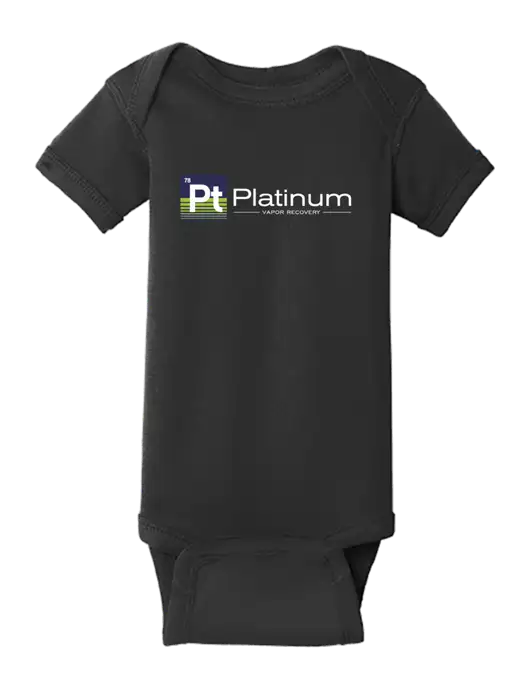 Rabbit Skins Black Infant Short Sleeve Baby Rib Bodysuit w/Platinum Vapor Recovery Logo