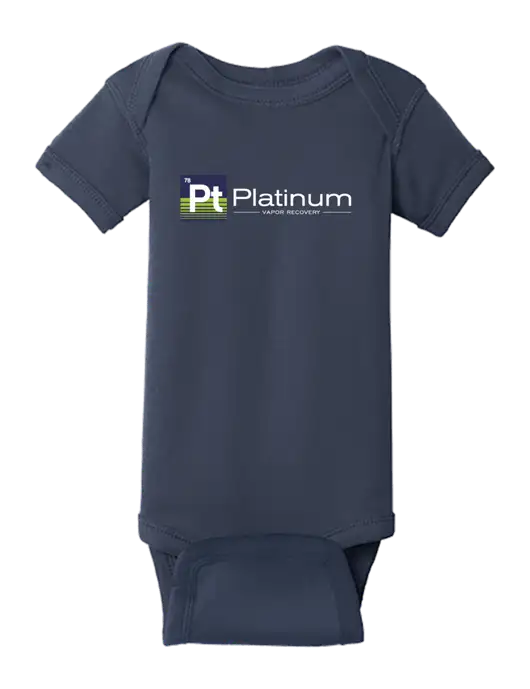 Rabbit Skins Navy Infant Short Sleeve Baby Rib Bodysuit w/Platinum Vapor Recovery Logo