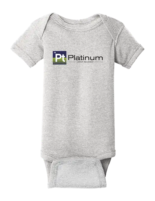 Rabbit Skins Light Grey Heather Infant Short Sleeve Baby Rib Bodysuit w/Platinum Vapor Recovery Logo