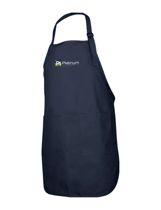 Full-Length Navy Apron With Pockets w/Platinum Vapor Recovery Logo