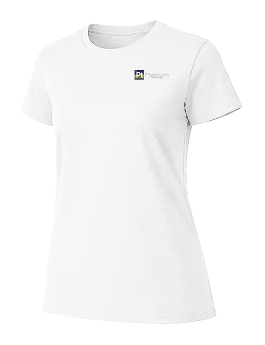 Womens Ring Spun White 4.5 oz T-Shirt w/Platinum Vapor Recovery Logo