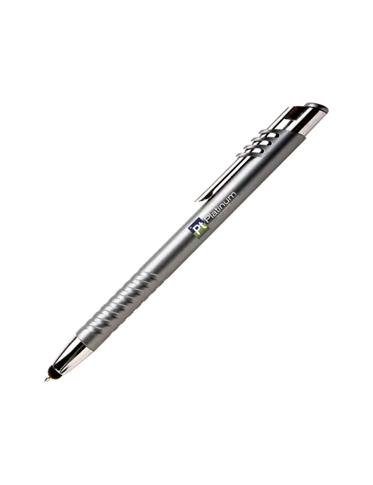 Schirhart Grey Stylus Pen - Blue Ink w/Platinum Vapor Recovery Logo