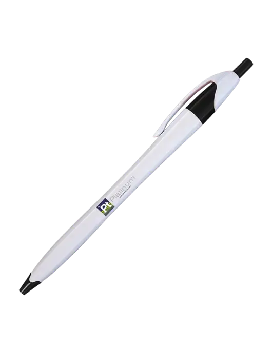 Novella White/Black Classic Pen - Blue Ink w/Platinum Vapor Recovery Logo