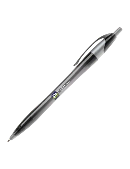 Novella Translucent Black/Silver Jewel Pen - Blue Ink w/Platinum Vapor Recovery Logo