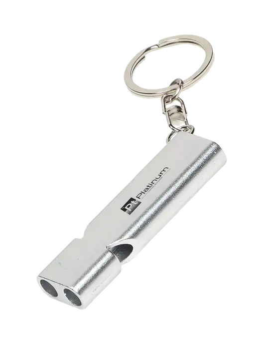 Quick Alert Silver Safety Whistle w/Platinum Vapor Recovery Logo