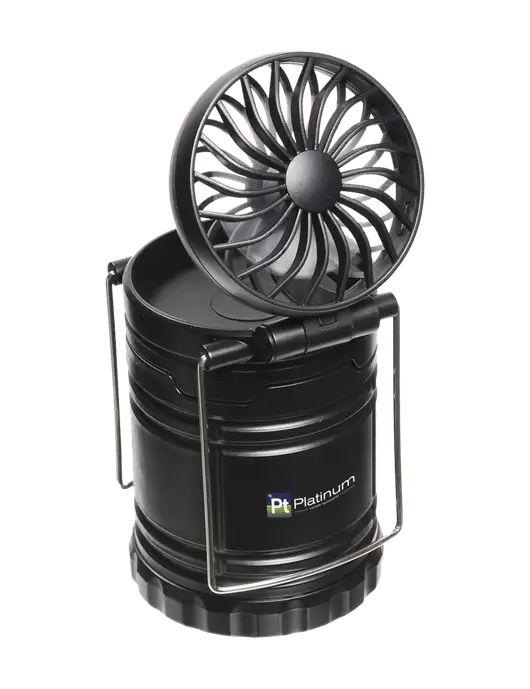 Black Retro Lantern with Fan w/Platinum Vapor Recovery Logo