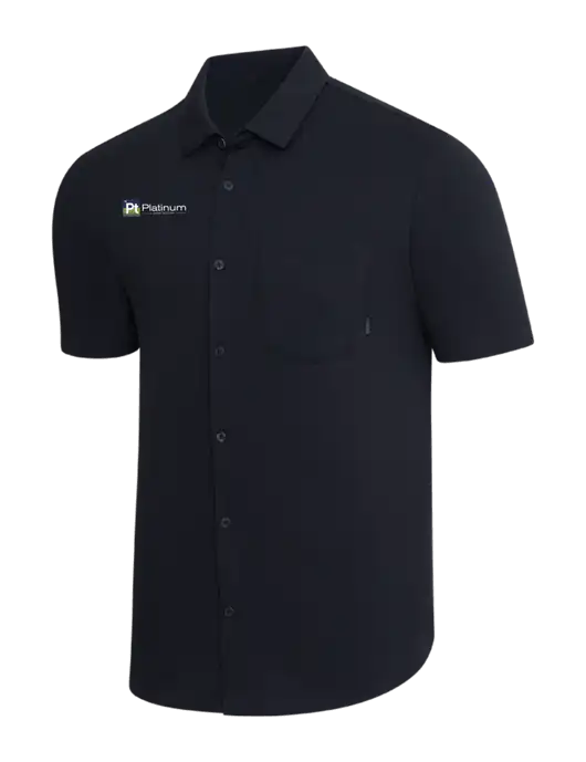 OGIO Black Extend Short Sleeve Button Up Shirt w/Platinum Vapor Recovery Logo