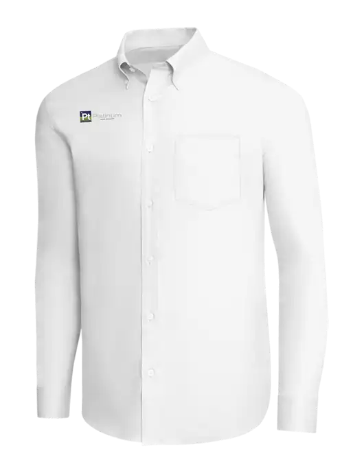 Brooks Brothers White Wrinkle-Free Stretch Pinpoint Shirt w/Platinum Vapor Recovery Logo