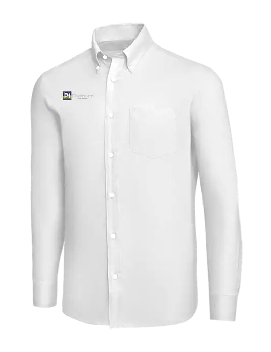 Brooks Brothers White Wrinkle-Free Stretch Nailhead Shirt w/Platinum Vapor Recovery Logo