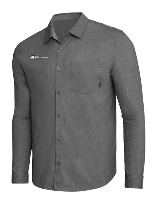 OGIO Dark Grey Heather Extend Long Sleeve Button Up Shirt w/Platinum Vapor Recovery Logo
