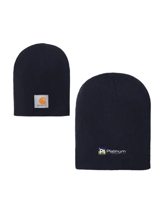 Carhartt Dark Navy Acrylic Knit Hat w/Platinum Vapor Recovery Logo