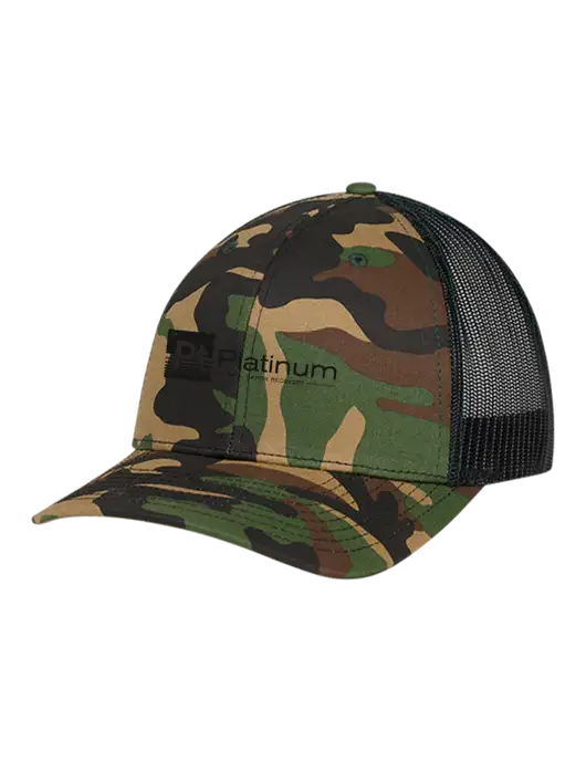 Richardson Adjustable Snapback Original 112P Trucker Cap Army Camo/Black  w/Platinum Vapor Recovery Logo