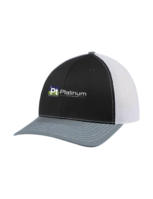 Richardson Adjustable Snapback Original 112 Trucker Cap Black/Light Heather Grey/White Mesh w/Platinum Vapor Recovery Logo
