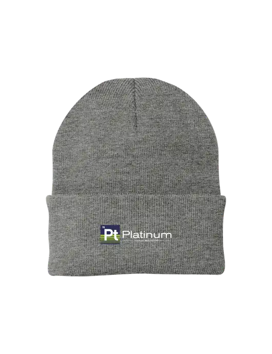 Medium Grey Heather Knit Cap w/Platinum Vapor Recovery Logo