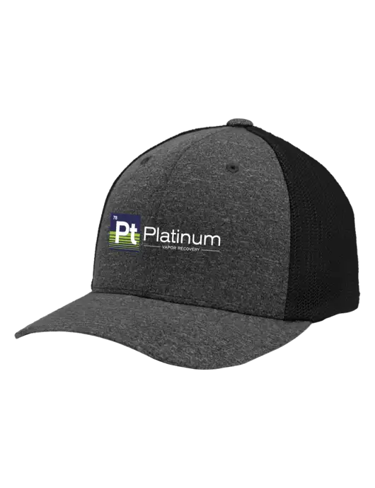 Flexfit Black/Dark Charcoal Heather Melange Mesh Back Trucker Cap w/Platinum Vapor Recovery Logo