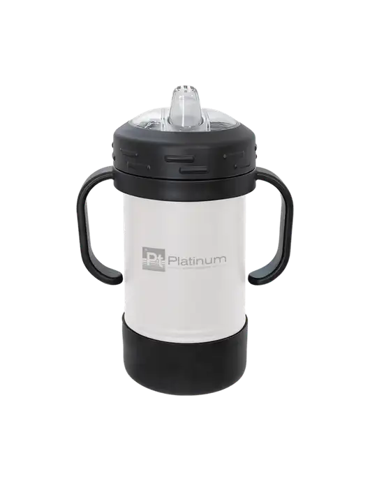 Polar Camel 10 oz Powder Coated White Sippy Cup w/Platinum Vapor Recovery Logo
