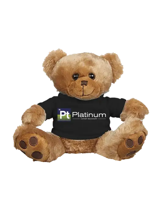 8 1/2 Cuddly Brown Bear With Black T-Shirt w/Platinum Vapor Recovery Logo