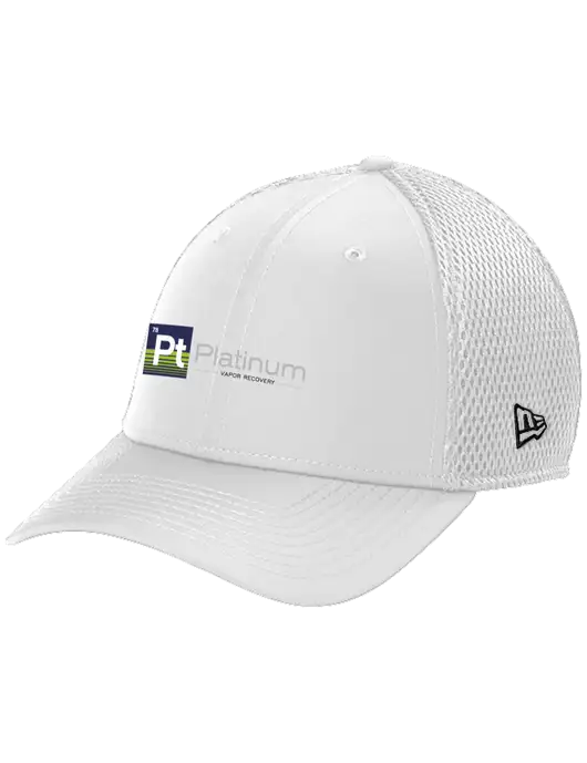 New Era 39THIRTY Performance Stretch White Mesh Cap w/Platinum Vapor Recovery Logo
