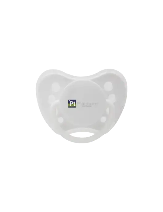 Silicone White Pacifier with Clear Cover w/Platinum Vapor Recovery Logo