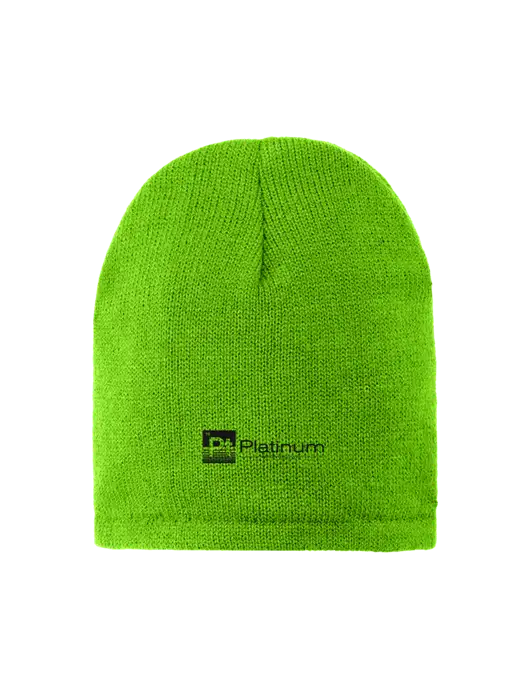 Safety Green Fleece-Lined Beanie Cap w/Platinum Vapor Recovery Logo