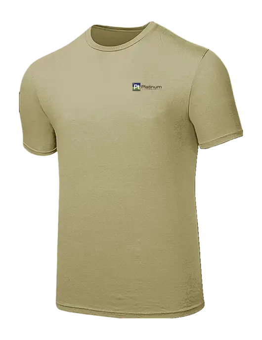 Seriously Soft Tan T-Shirt w/Platinum Vapor Recovery Logo
