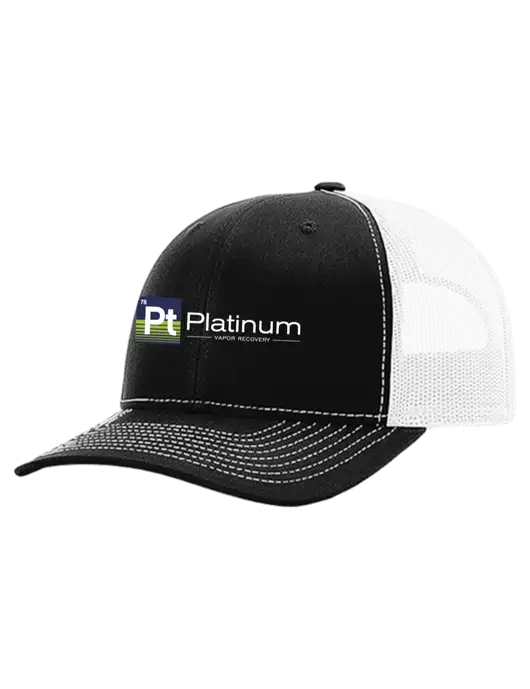 Richardson 112+ R-Flex Black Trucker Cap w/White Mesh w/Platinum Vapor Recovery Logo