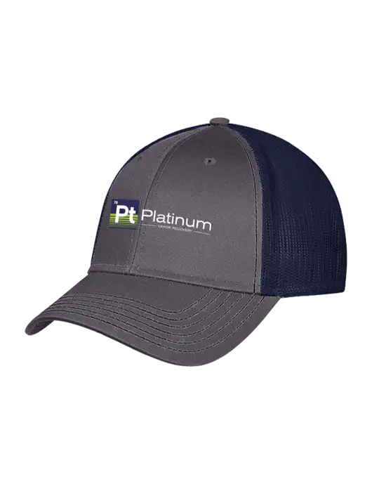 Charcoal/Navy Mesh Trucker Cap Snap Back w/Platinum Vapor Recovery Logo